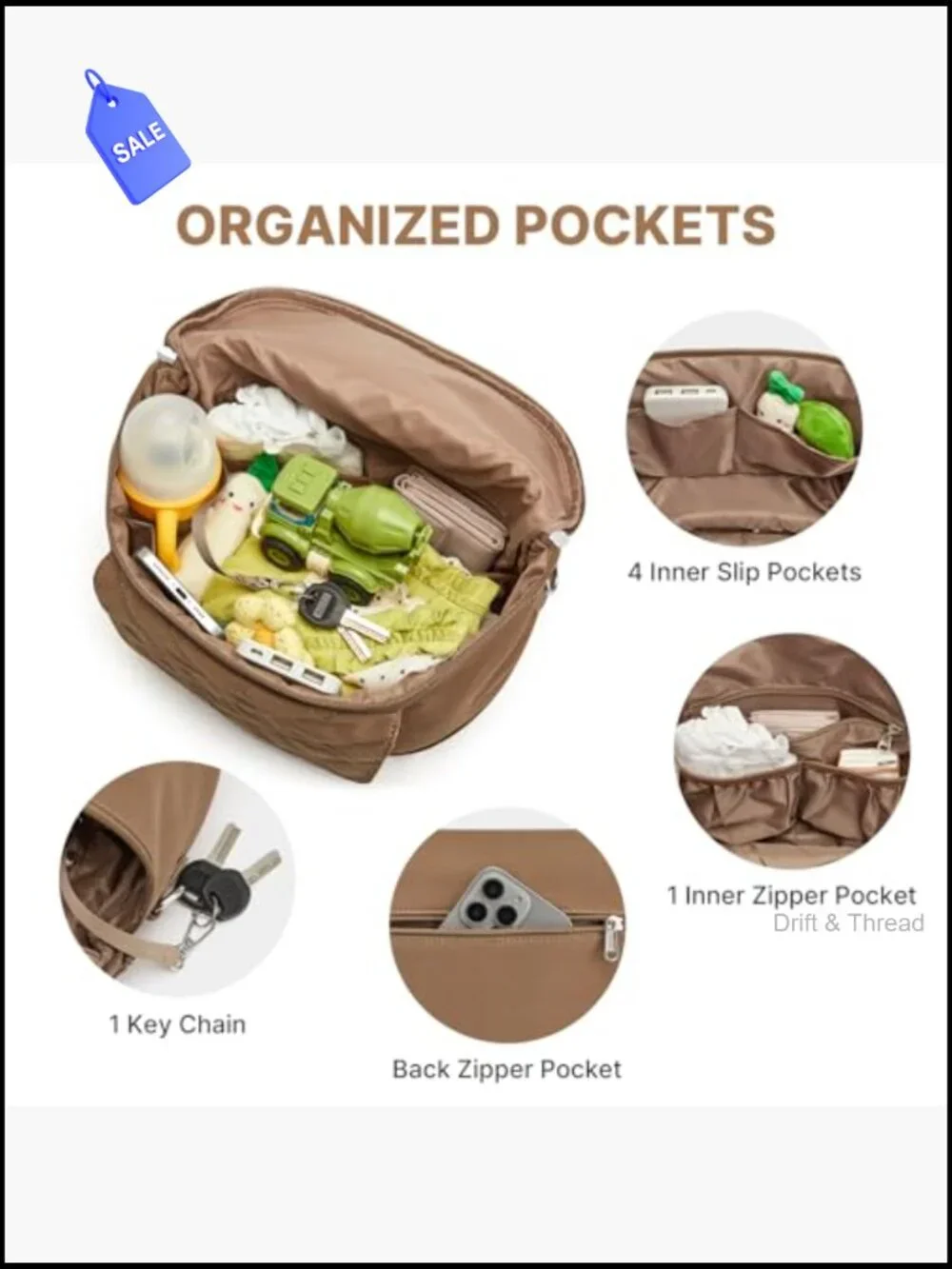Mini Diaper Bag Crossbody with Changing Pad Nylon Waterproof